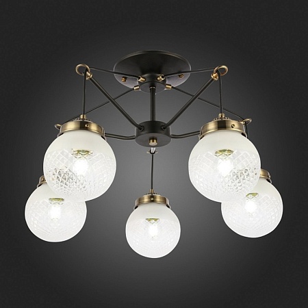 Светильник потолочный Черный, Бронза/Прозрачный, Белый E27 5*60W SLE110302-05 - фото
