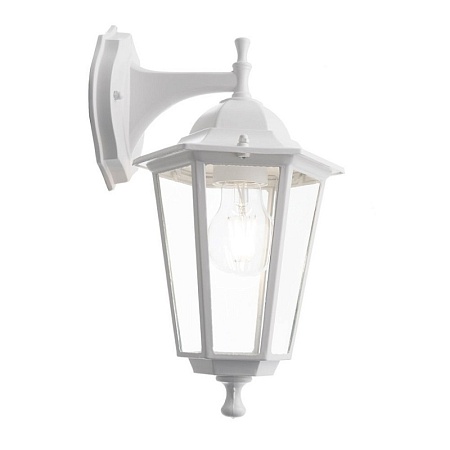 Светильник садово-парковый Feron 6102/PL6102 шестигранный на стену вниз 60W E27 230V, белый - фото