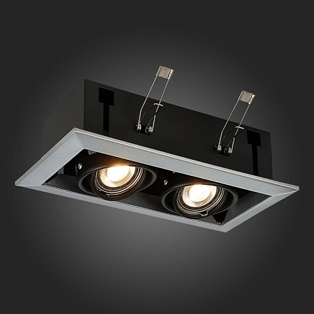 Св-к встр. Черный GU10 2*50W L245xW126xH70 220V Без ламп ST250.148.02 - фото