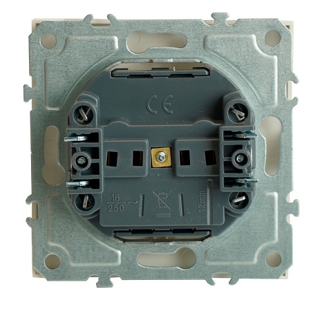 Розетка 1-местная с защитной шторкой (механизм), STEKKER, б/з, 250В, 16А, серия Эмили, RST16-5109-01 , белый фарфор, soft touch - фото