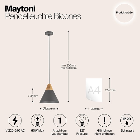 Подвесной светильник Maytoni Bicones P359-PL-220-C - фото