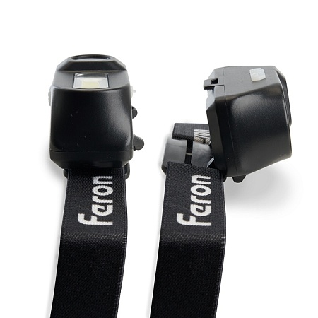 Фонарь налобный Feron TH2309 с аккумулятором USB 1*18650, 3W+2W XPE+COB IP44, пластик - фото