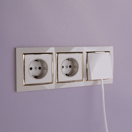 Розетка с заземлением и шторками (слоновая кость) W1171103 - фото