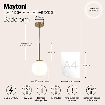 Подвесной светильник Maytoni Basic form MOD321PL-01G2 - фото