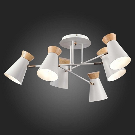 Светильник потолочный Белый, Золотистый/Белый, Дерево E27 6*60W SLE1252-502-06 - фото