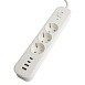 Сетевой фильтр 3-местный с/з STEKKER 3x1мм2, 5 м, 250В, 16А, 2 USB-A+2 Type-C 3, серия Nova, белый - фото