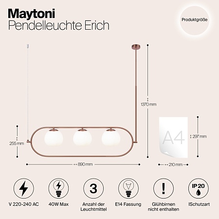 Подвесной светильник Maytoni Erich MOD221PL-03BS - фото