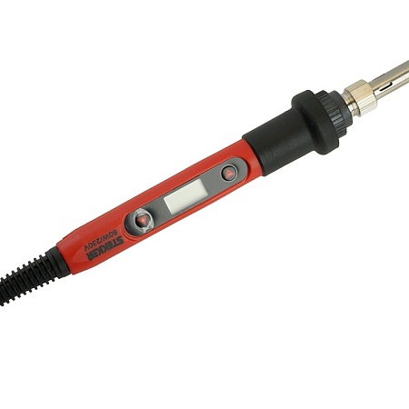 Паяльник с регулировкой температуры цифровой до500С с керам.нагревателем,60Вт,долговечное жало,230В, STEKKER PLE702-60 - фото