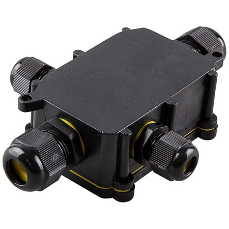 Коробка распределительная STEKKER LD524 ,  водонепроницаемая на 4 выхода, 450V, 140х100х36, черный - фото