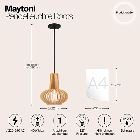 Подвесной светильник Maytoni Roots MOD193PL-01W - фото