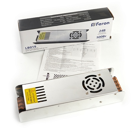 Трансформатор электронный для светодиодной ленты 500W 24V (драйвер), LB019 - фото