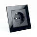 Розетка 1-местная с защитной шторкой с/з STEKKER GLS16-7010-05, 250В, 16А, черный - фото