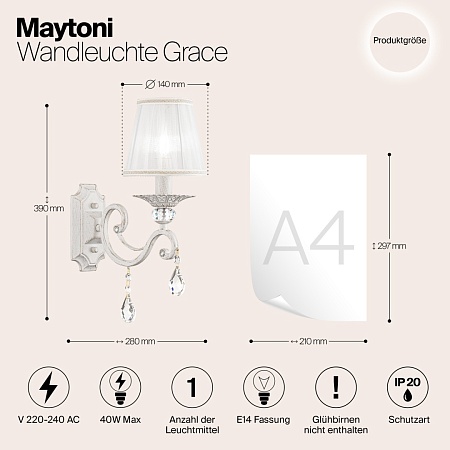 Настенный светильник (бра) Maytoni Grace ARM247-01-G - фото