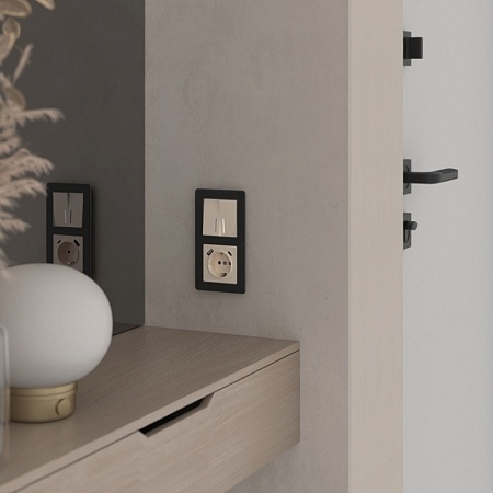 W1120143/ Выключатель двухклавишный с подсветкой (айвори акрил) W1120143 - фото