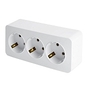 Розетка 3-местная с/з открытой установки, STEKKER, 250В, 16А, IP20, серия София, белый, MST16-13-01