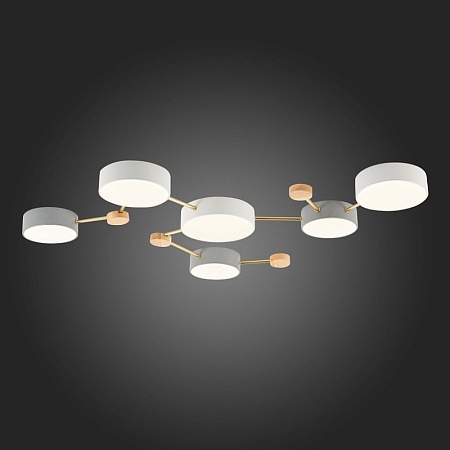 Светильник потолочный Золотистый, Светлое дерево/Белый, Серый LED 6*15W 4000K SLE600102-06 - фото