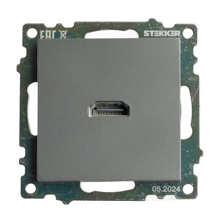 Розетка HDMI 2.1, Type A (механизм), серия Катрин, графит, GLS00-7118-06 - фото