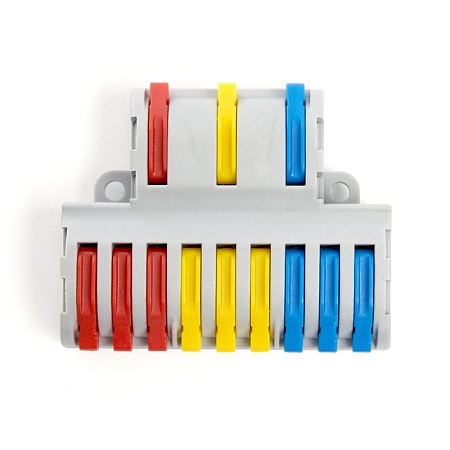 Клемма строительно-монтажная STEKKER для подключения фазных проводников 3 контактные группы, (1 ввод,3вывода на полюс) LD222-428 - фото