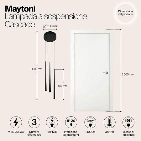 Подвесной светильник Maytoni Cascade MOD132PL-L28BK1 - фото