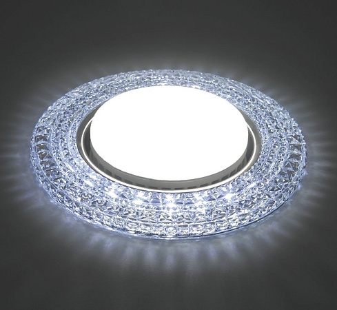 Светильник встраиваемый с белой LED подсветкой Feron CD4020 потолочный GX53 без лампы прозрачный - фото
