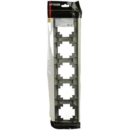 Рамка STEKKER, PFR00-7005-06 5-местная, пластик, серия Катрин, графит - фото