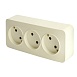 Розетка 3-местная б/з открытой установки, STEKKER, 250В, 10А, IP20, серия София, слоновая кость, MST10-13-04 - фото