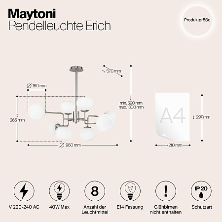 Подвесной светильник Maytoni Erich MOD221-PL-08-N - фото