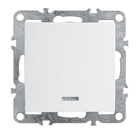 Выключатель 1-клавишный c индикатором (механизм), STEKKER, PSW10-9101-01, 250В, 10А, серия Эрна, белый - фото