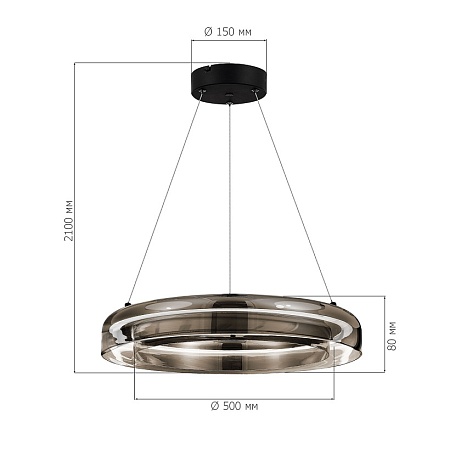 Светильник подвесной ST-Luce Черный/Дымчатый, Белый LED 1*36W 3000K SL6019.333.01 - фото