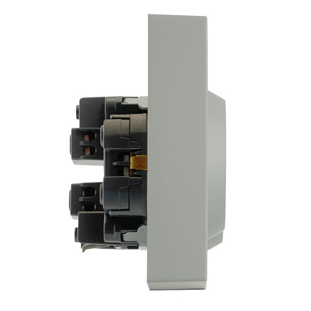 Розетка 2-местная с защитной шторкой, STEKKER, с/з, 250В, 16А, серия Эмили, RST16-5114-10, платиново-серый, soft touch - фото