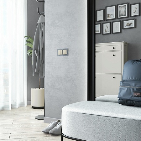 Выключатель двухклавишный (айвори матовый) W1120062 - фото