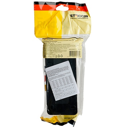 Розетка 3-местная с/з открытой установки, STEKKER, 250В, 16А, IP20, серия София, черный, MST16-13-02 - фото