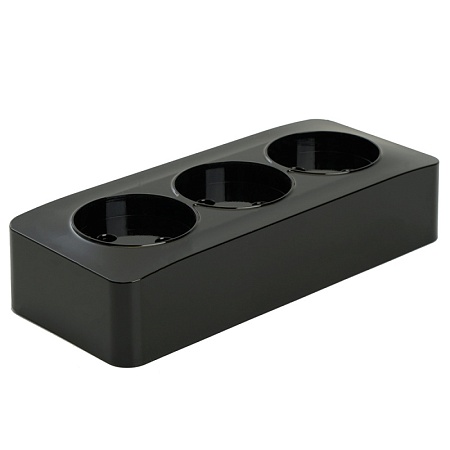 Розетка 3-местная б/з открытой установки, STEKKER, 250В, 10А, IP20, серия София, черный, MST10-13-02 - фото