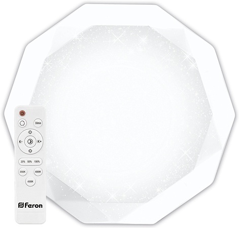 Светодиодный управляемый светильник накладной Feron AL5200 DIAMOND тарелка 36W 3000К-6000K белый - фото