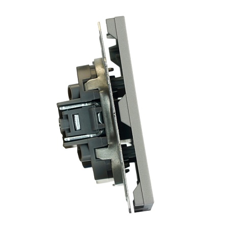 Розетка телевизионная 1-местная (механизм), STEKKER, 75 Ом, 5-862МГц, серия Эмили, RST00-5108-10, платиново-серый, soft touch - фото