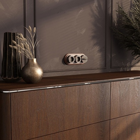 Розетка с заземлением Vintage мокко матовый/хром W5871052 - фото