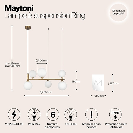 Подвесной светильник Maytoni Ring MOD013PL-06BS1 - фото