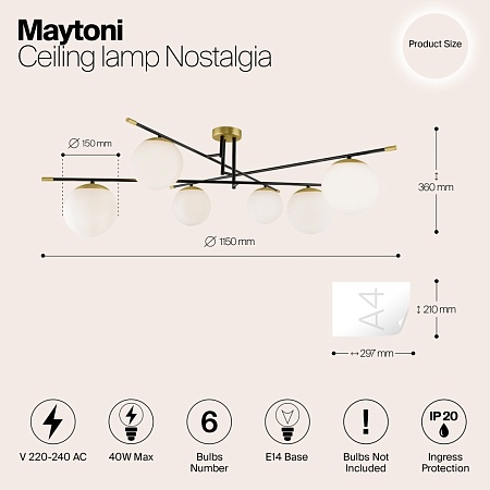 Потолочный светильник Maytoni Nostalgia MOD048CL-06G - фото