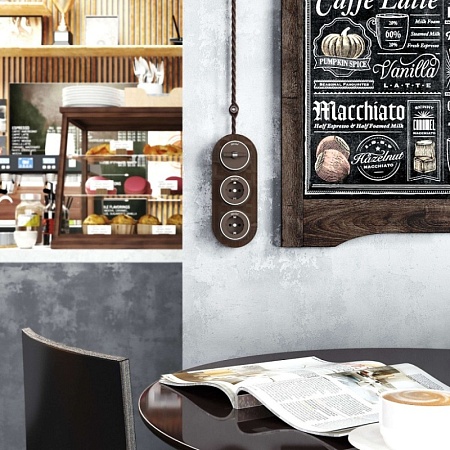 Переключатель/выключатель одноклавишный Vintage мокко матовый/хром W5812052 - фото