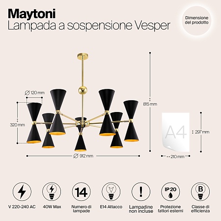 Подвесной светильник Maytoni Vesper MOD108PL-14GB - фото