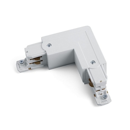 Коннектор угловой левый (внешний) трехфазный для шинопровода, белый PRO-0435/PRO-043522-3-RUS - фото