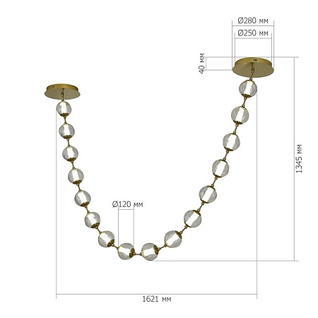 SL6520.303.18 Светильник подвесной ST-Luce латунь/прозрачный с пузырьками воздуха LED 1*90W 4000K HELMI - фото