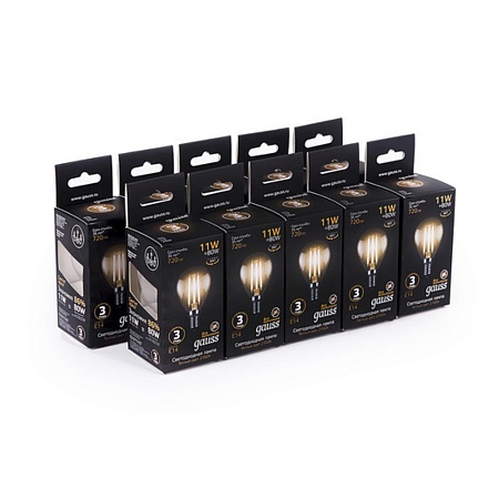 Светодиодная филаментная лампа Gauss Шар 11W 720Lm 2700K E14 105801111 - фото