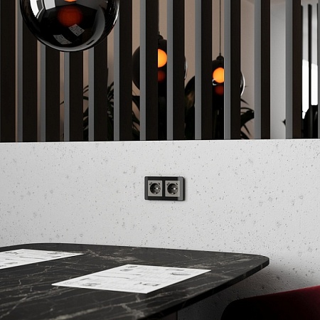 Розетка с заземлением, шторками и USB тип A+C (графит акрил) W1171744 - фото