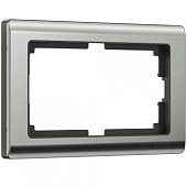 Рамка из металла для двойной розетки Metallic глянцевый никель WL02-Frame-01-DBL