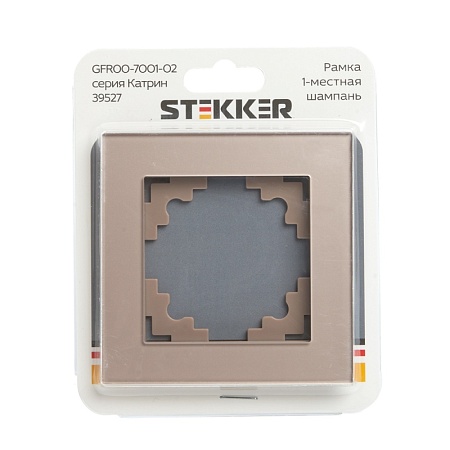 Рамка 1-местная, стекло, STEKKER, GFR00-7001-02, серия Катрин, шампань - фото