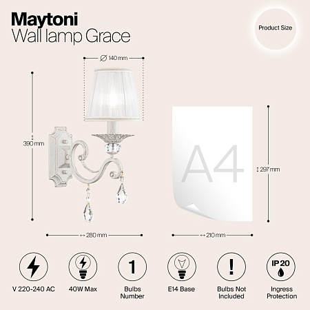 Настенный светильник (бра) Maytoni Grace ARM247-01-G - фото