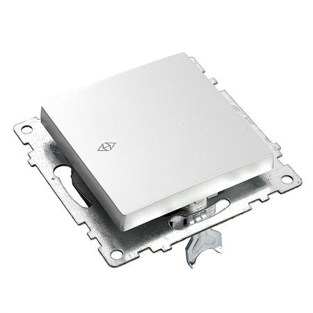 Переключатель 1-клавишный (механизм), STEKKER GLS10-7105-03, 250V, 10А, серия Катрин, серебро - фото