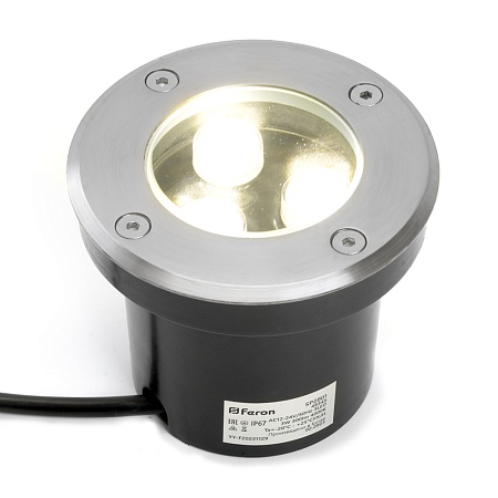 Светодиодный светильник тротуарный (грунтовый) Feron SP2801, 3W, AC/DC12-24V, низковольтный, 4000К, черный,100*H80mm, вн.диаметр: 70mm, IP67 - фото