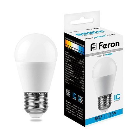 Лампа светодиодная Feron LB-750 Шарик E27 11W 175-265V 6400K - фото